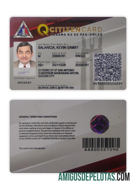 Pilippines Citizen ID Card exemplo